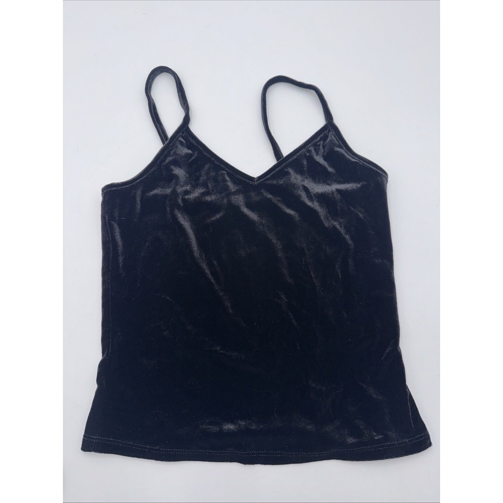 Garage Y2K Black Velvet Whimsigoth Cropped Camisole Tank Top Gothic Size P Small